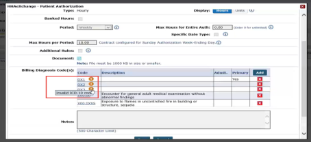 Invalid Billing Diagnosis Codes